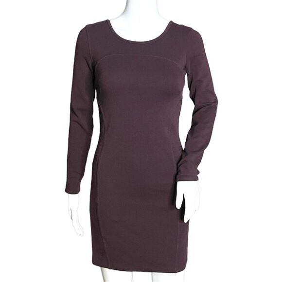Athleta Dress Womens XXS Purple Illusion Long Sleeve Mini Dress V Back Casual‎ - Picture 1 of 6